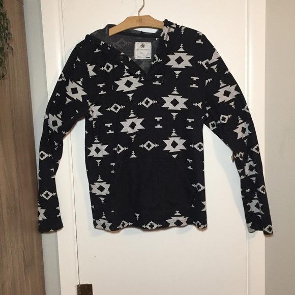 ON THE BYAS Black and White Aztec Hoodie - Picture 1 of 3